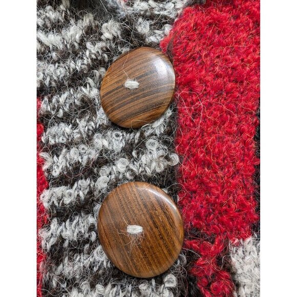 Tabask Patchwork Cardigan Handmade Alpaca Wool Lagenlook Sweater Jacket Size S - Picture 7 of 10